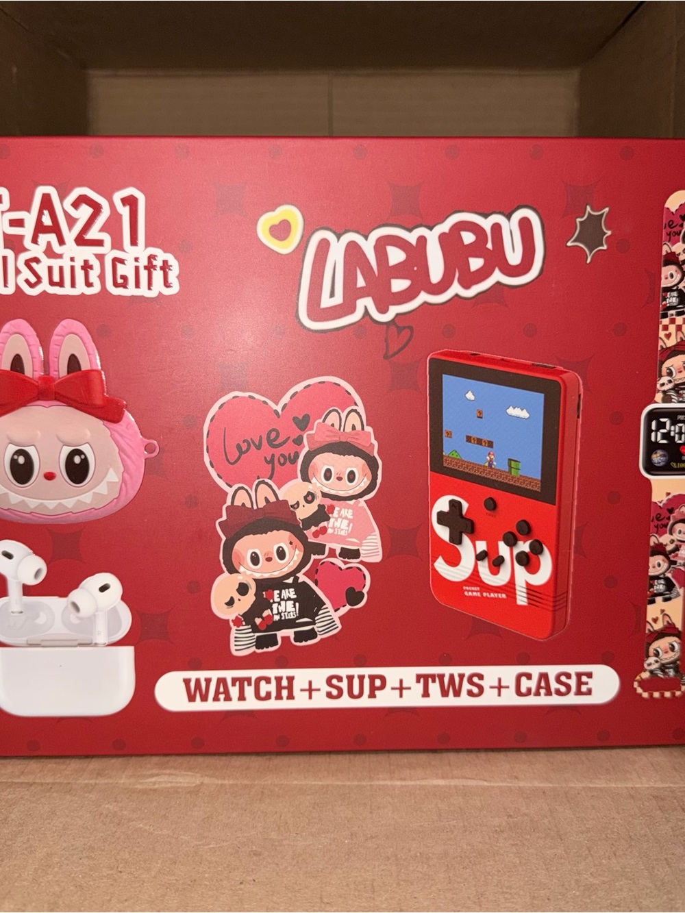 Labubu Red Watch + SUP + TWS + Case Gift Set